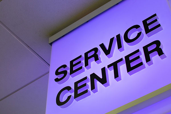 Interior Channel Letter Signage for Service Center