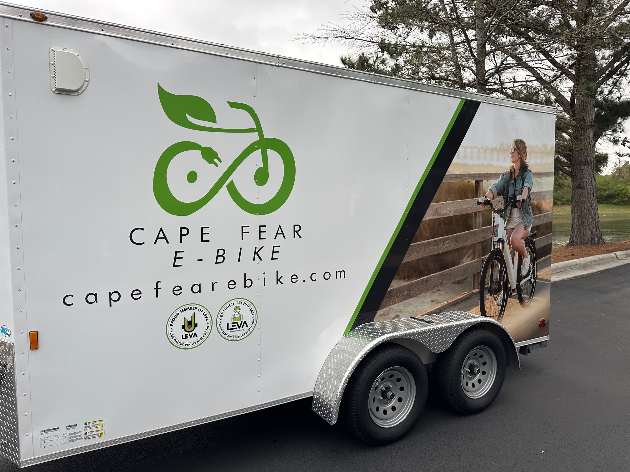 Commercial truck wrap on e-bike printed by Saltwater Signworks in Wilmington